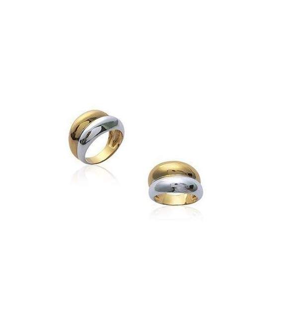 Bague double anneaux plaqué or rhodiées-2