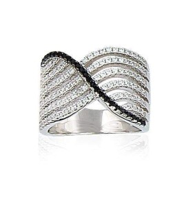 Grosse bague joaillerie argent pavage blanc