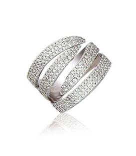 Grosse bague argent massif ajourées micro serti zirconium blanc