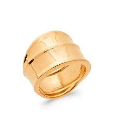Bague deux larges anneaux fixes plaqué or 
