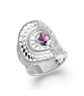 Bague enveloppante argent massif pierre mauve