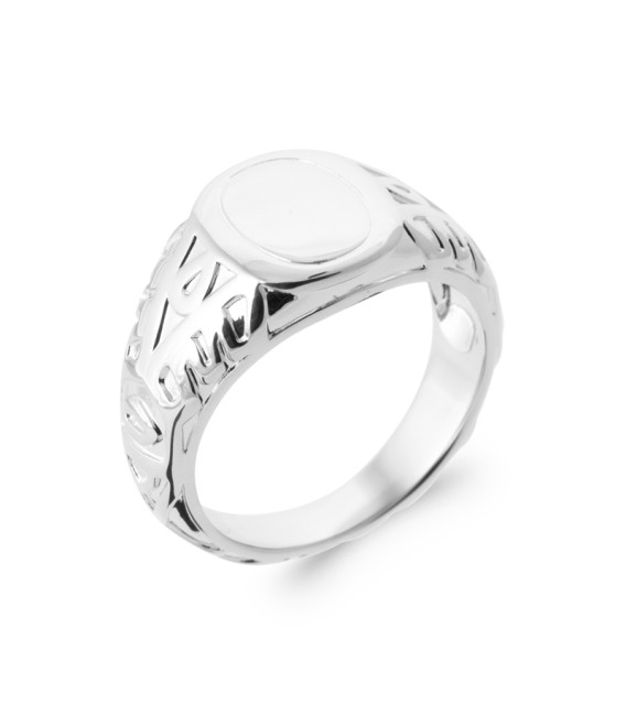 Bague ronde style chevalière argent massif 