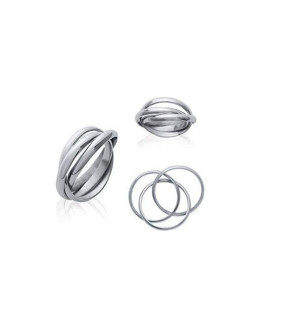 Bague anneaux acier entrelacés-1